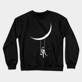 Astronaut swinging under the moon banksy style Crewneck Sweatshirt